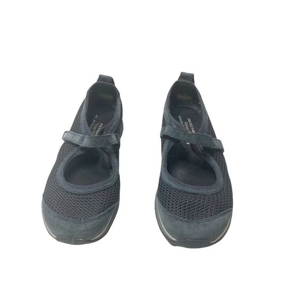 Skechers Relaxed Fit Memory Foam Womens Sz 10 Black Adjus Mary Jane Flats Blue - Picture 4 of 7